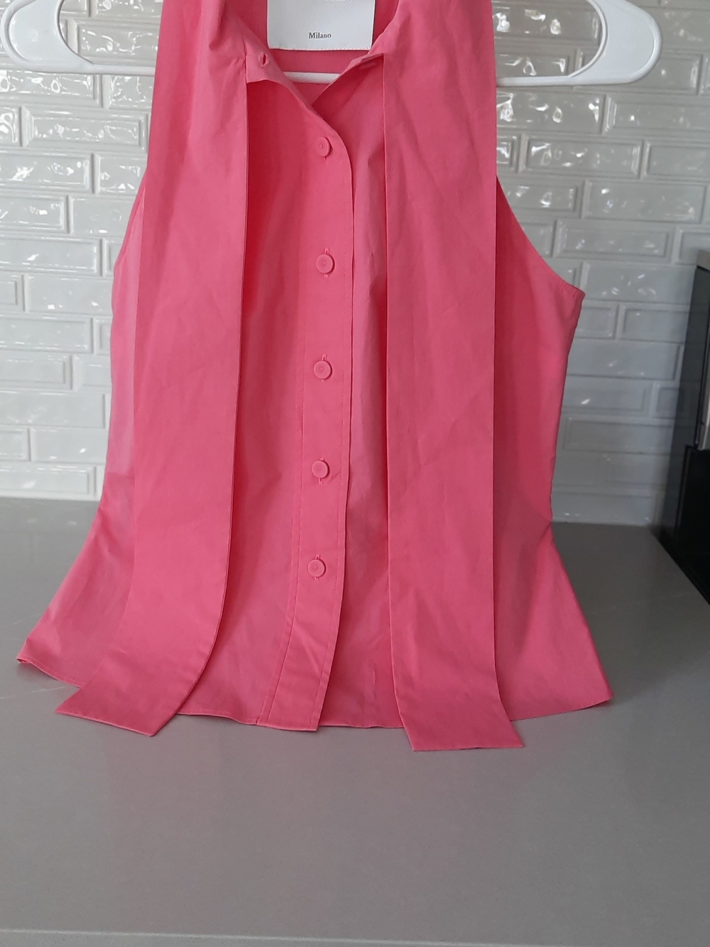 ๐ Moschino Couture! Pink Sleeveless Scarf-Tie Blouse โ NWT Size 4
